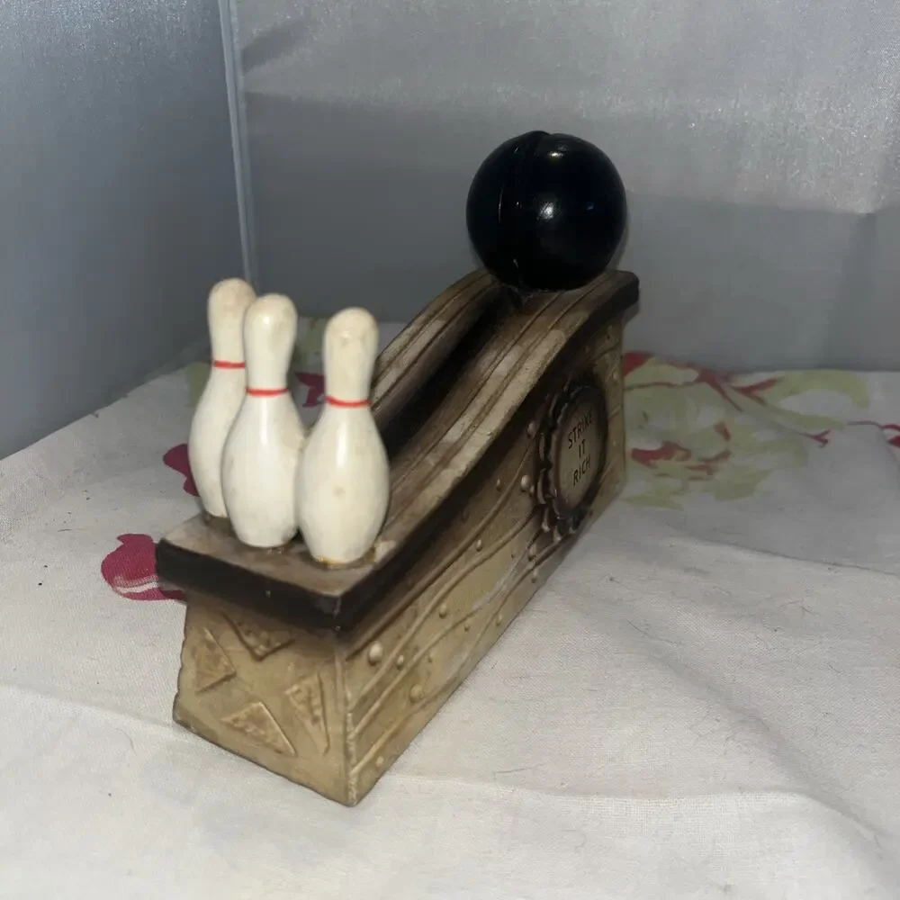 Bowling Strike it Rich Coin Bank Ceramic Hand Painted Mid Century
